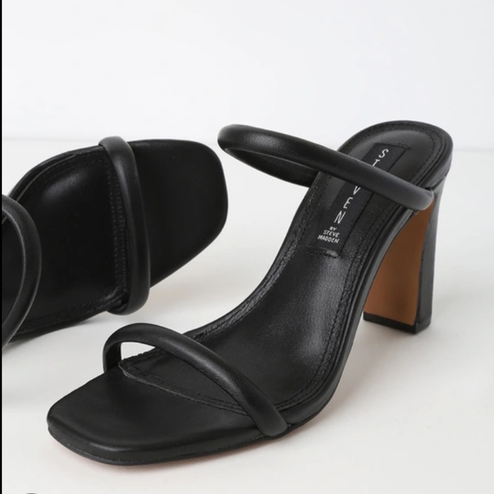 Steve Madden jersey leather black open toe mule